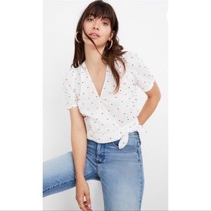 Madewell Short Sleeve Wrap Top in Clipdot